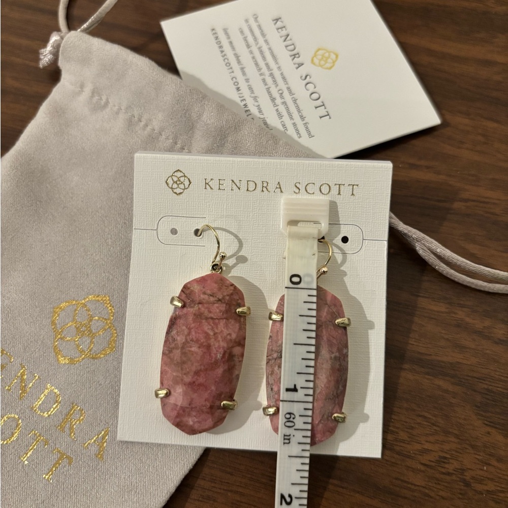 Kendra Scott Rose Pink Stone Drop Earrings - Picture 5 of 7